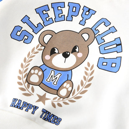 MyKids-USA® Girls Cartoon Teddy and Letters Pattern Long Sleeves Pullover and Pants Clothing Set