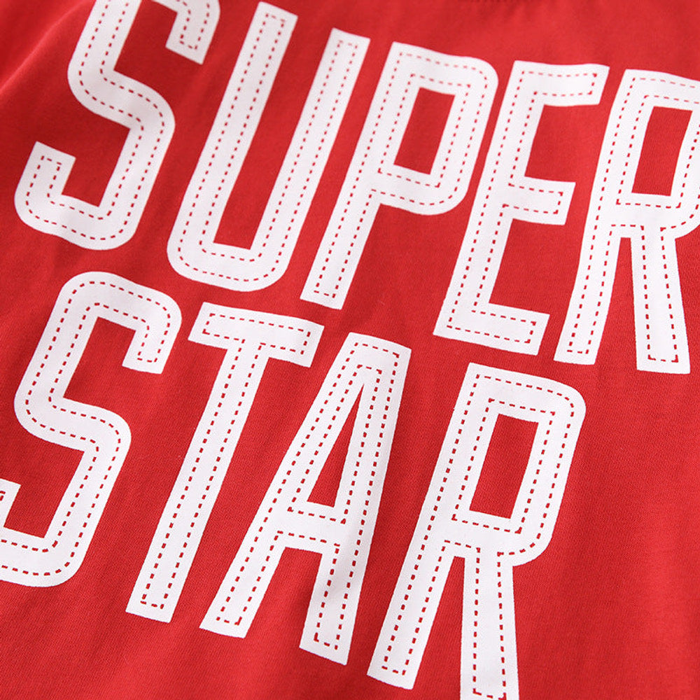 MyKids-USA® Boys Letters Pattern Long Sleeves Top and Star Pattern Pants Clothing Set