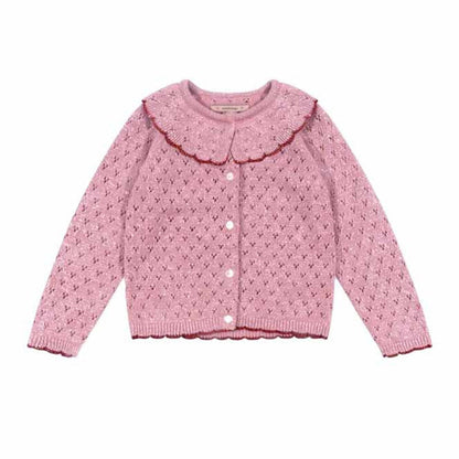 MyKids-USA® Baby Kids Girls Long Sleeves Geometric Pattern Single Breasted Knitted Cardigan with Collar