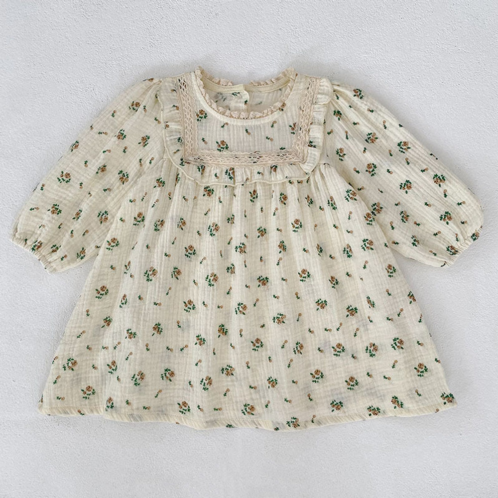 MyKids-USA® Baby Girls French-style Floral Long-sleeved bodysuit and Dress – Princess Sister Matching Set