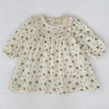MyKids-USA® Baby Girls French-style Floral Long-sleeved bodysuit and Dress – Princess Sister Matching Set