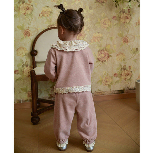 MyKids-USA® Spring and Autumn Girls Cute Color Patchwork Long Sleeves Single Breasted Top and Pants Clothing Set
