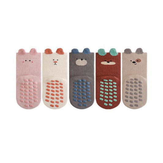 Autumn Baby Unisex Breathable Cartoon Pattern Color Patchwork Anti-slip Socks