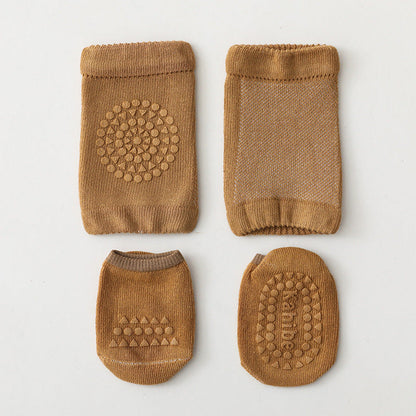 MyKids-USA® Baby Unisex Breathable Plain Anti-slip Socks and Knee Sleeves Sets