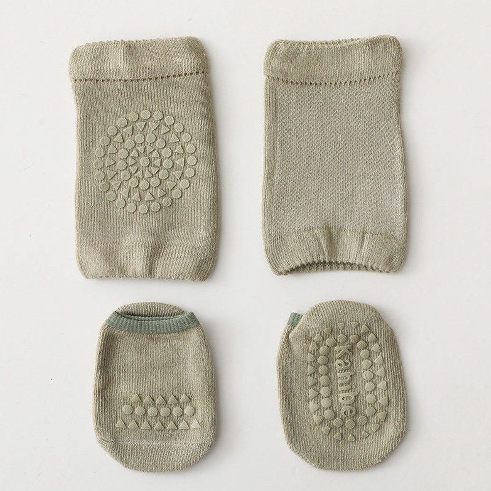 MyKids-USA® Baby Unisex Breathable Plain Anti-slip Socks and Knee Sleeves Sets