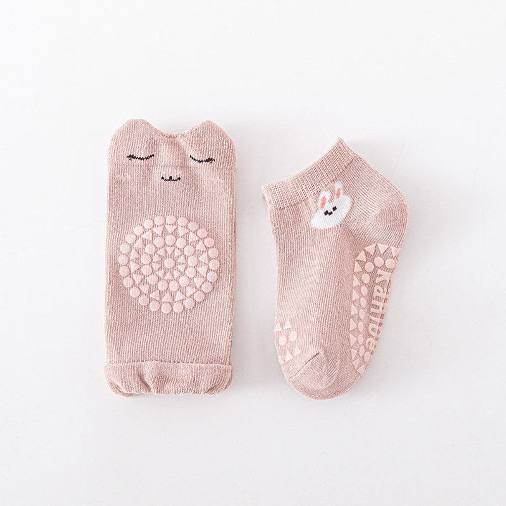 MyKids-USA® Baby Unisex Breathable Cartoon Pattern Anti-slip Socks and Knee Sleeves Sets