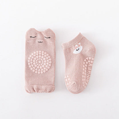 MyKids-USA® Baby Unisex Breathable Cartoon Pattern Anti-slip Socks and Knee Sleeves Sets