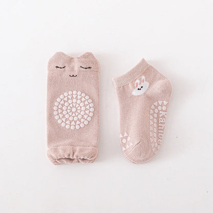 MyKids-USA® Baby Unisex Breathable Cartoon Pattern Anti-slip Socks and Knee Sleeves Sets