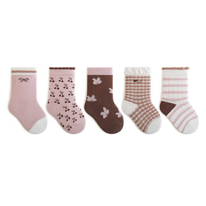 MyKids-USA® Baby Kids Unisex Breathable Geometric Pattern Socks 1 Lot=5-Pair Set