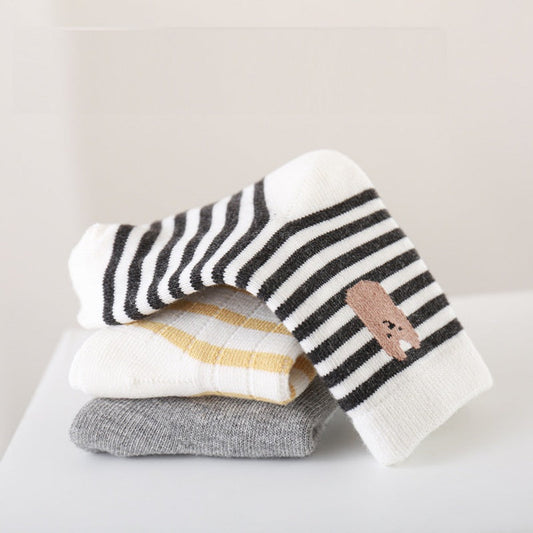 MyKids-USA® Baby Kids Unisex Breathable Geometric Pattern Socks 1 Lot=5-Pair Set