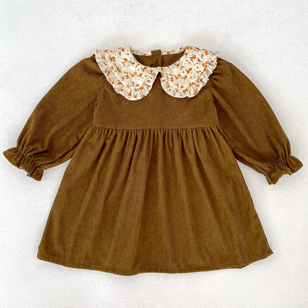 MyKids-USA® Baby Girls Vintage Floral Collar Long-sleeved bodysuit and Dress – Princess Sister Matching Set
