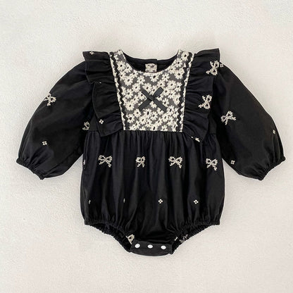 MyKids-USA® Baby Girls Color Patchwork Flowers and Butterfly-bows Pattern Long-sleeved bodysuit and Dress – Princess Sister Matching Set