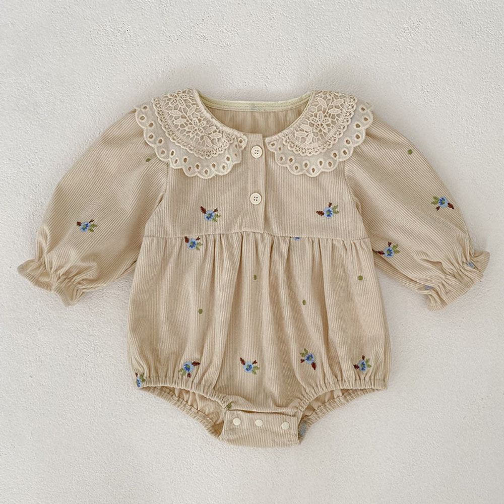 MyKids-USA® Baby Kids Girls Flowers Embroidered Pattern Long-sleeved bodysuit and Dress – Princess Sister Matching Set