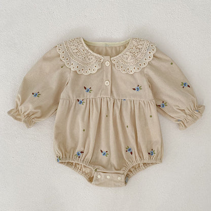 MyKids-USA® Baby Kids Girls Flowers Embroidered Pattern Long-sleeved bodysuit and Dress – Princess Sister Matching Set