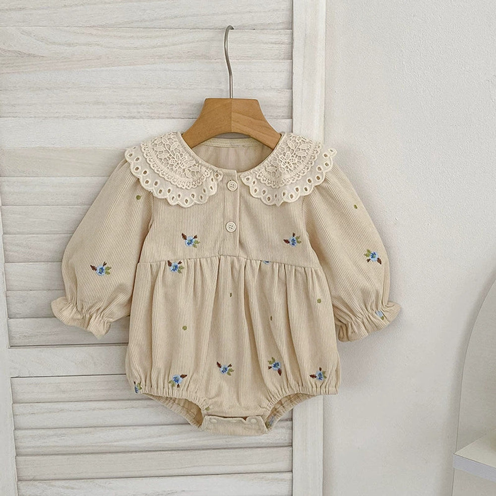 MyKids-USA® Baby Kids Girls Flowers Embroidered Pattern Long-sleeved bodysuit and Dress – Princess Sister Matching Set