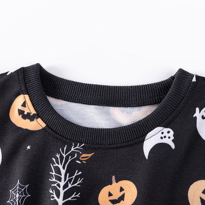 MyKids-USA® Baby Kids Boys Halloween Cartoon Pattern Long Sleeves Top and Plain Pants Casual Clothing Set