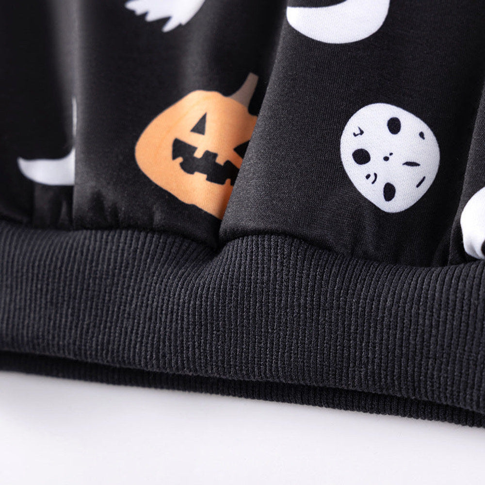 MyKids-USA® Baby Kids Boys Halloween Cartoon Pattern Long Sleeves Top and Plain Pants Casual Clothing Set