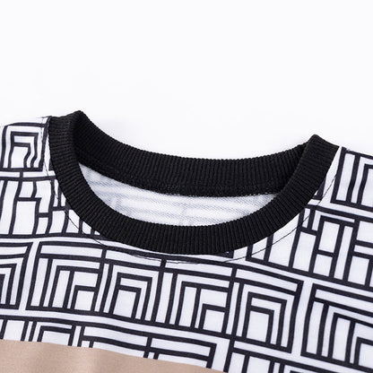 MyKids-USA® Baby Kids Boys Color Patchwork and Geometric Pattern Long Sleeves Top and Pants Casual Clothing Set
