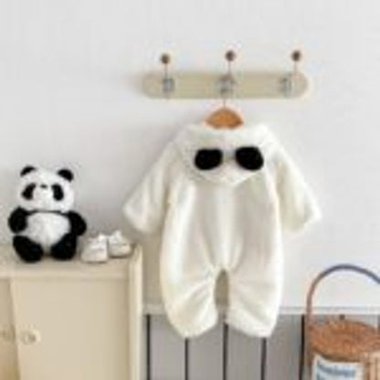 MyKids-USA® Baby Unisex Long Sleeves Panda Pattern Zip-up Hooded Warm Fleece Rompers