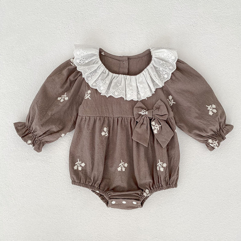 MyKids-USA® Baby Kids Girls Flowers Embroidered Pattern Long-sleeved bodysuit and Dress – Princess Sister Matching Set