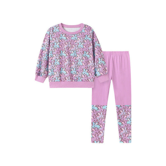 MyKids-USA® Spring and Autumn Girls Flowers and Cartoon Pattern Long Sleeves Top and Pants Clothing Set