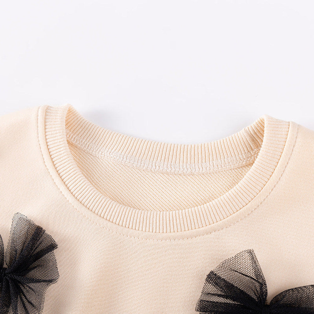 MyKids-USA® Spring and Autumn Girls Butterfly-bows Decorated Long Sleeves Top and Plain Pants Clothing Set
