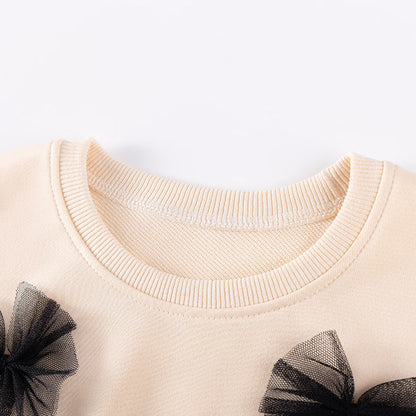 MyKids-USA® Spring and Autumn Girls Butterfly-bows Decorated Long Sleeves Top and Plain Pants Clothing Set
