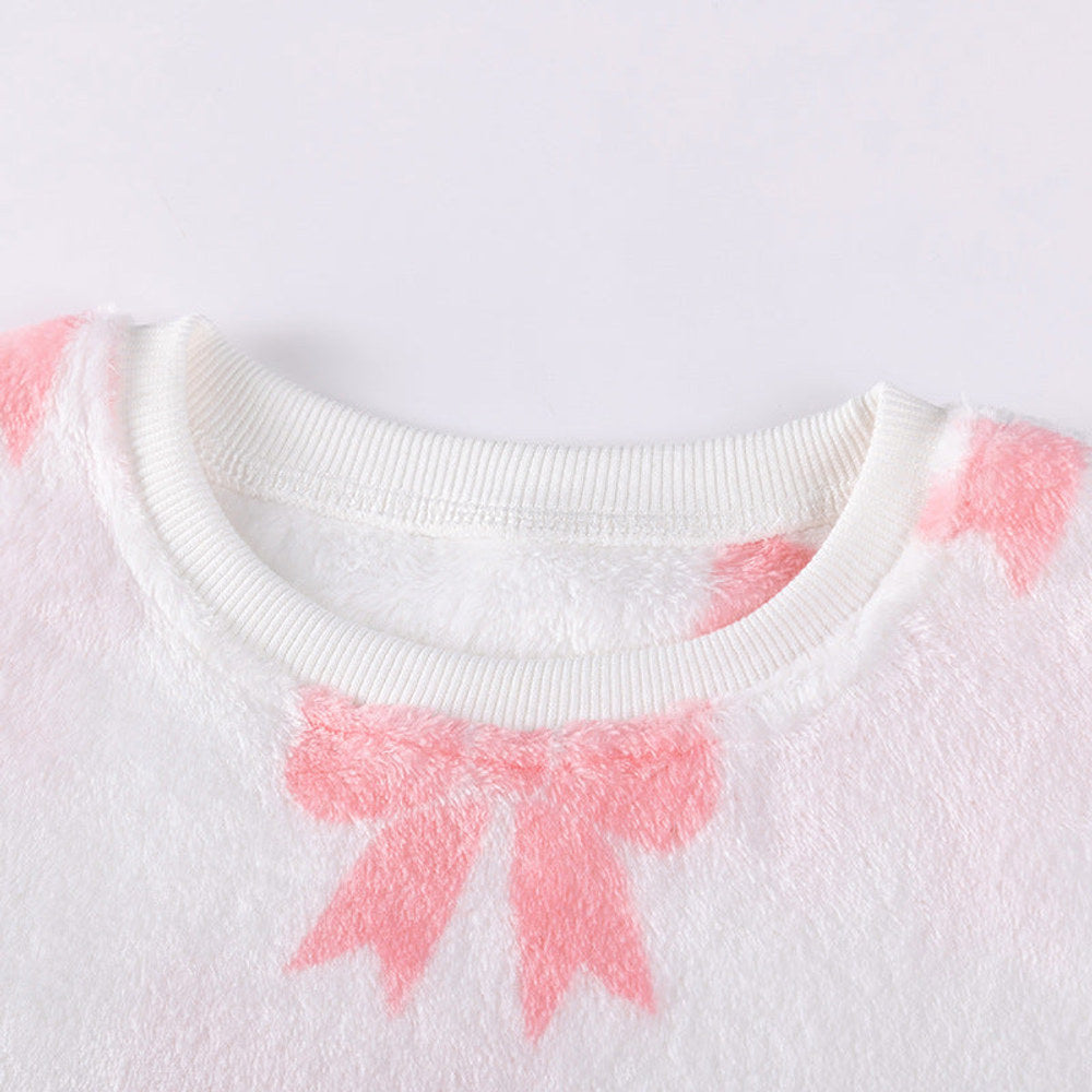 MyKids-USA® Spring and Autumn Girls Butterfly-bows Pattern Long Sleeves Top and Plain Pants Clothing Set