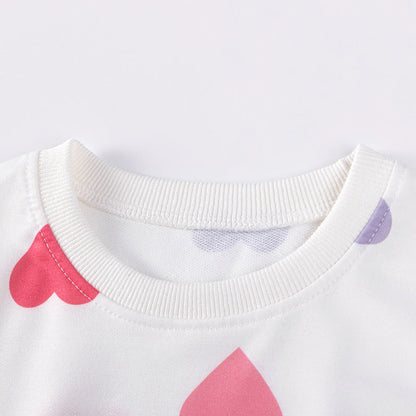 MyKids-USA® Kids Girls Colorful Hearts Pattern Crew Neck Long Sleeves Top