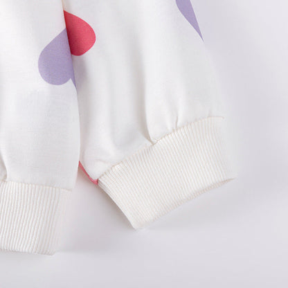 MyKids-USA® Kids Girls Colorful Hearts Pattern Crew Neck Long Sleeves Top