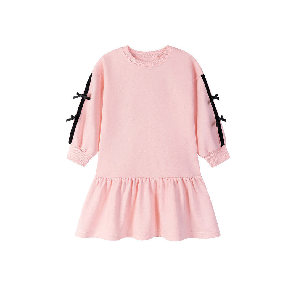 MyKids-USA® Baby Kids Girls Cute Butterfly-bows Decorated Long Sleeves Crew Neck Dress