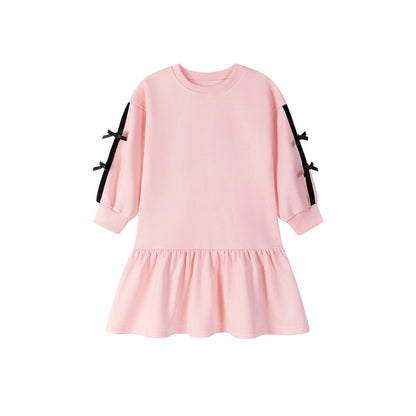 MyKids-USA® Baby Kids Girls Cute Butterfly-bows Decorated Long Sleeves Crew Neck Dress
