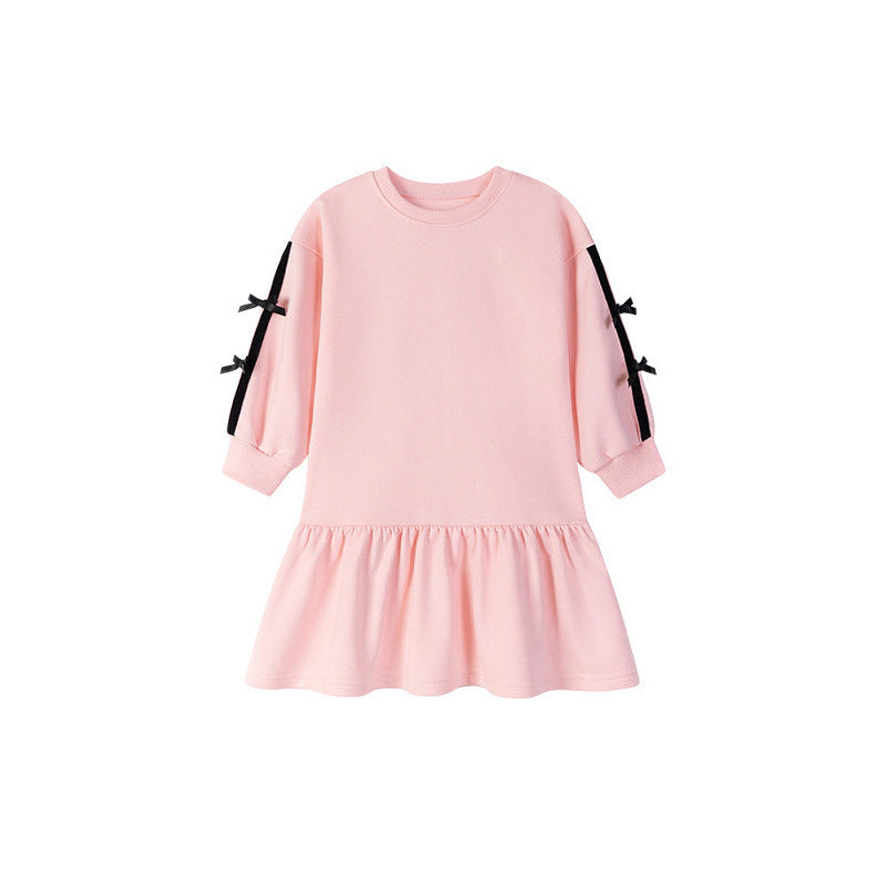 MyKids-USA® Baby Kids Girls Cute Butterfly-bows Decorated Long Sleeves Crew Neck Dress