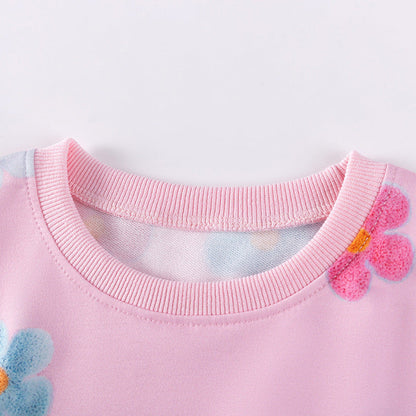 MyKids-USA® Kids Girls Colorful Flowers Pattern Crew Neck Long Sleeves Top