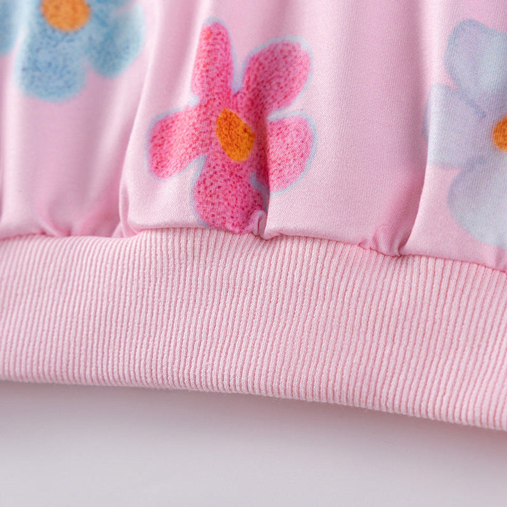MyKids-USA® Kids Girls Colorful Flowers Pattern Crew Neck Long Sleeves Top