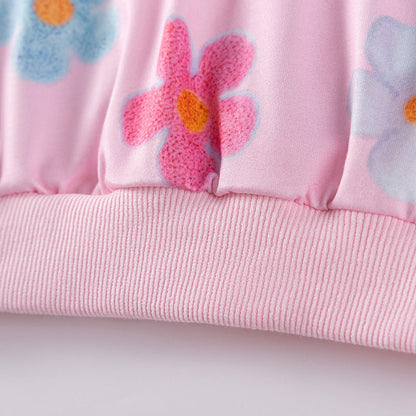 MyKids-USA® Kids Girls Colorful Flowers Pattern Crew Neck Long Sleeves Top