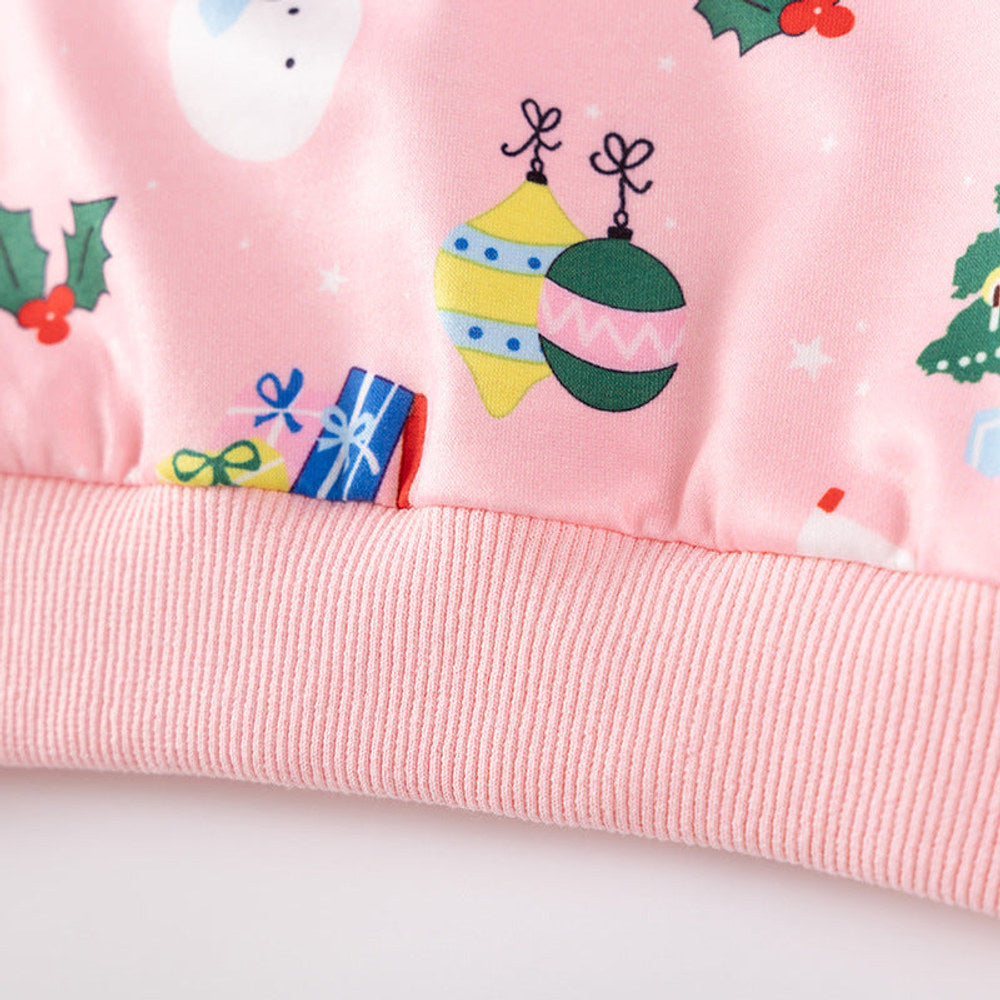 MyKids-USA® Kids Girls Colorful Christmas Pattern Crew Neck Long Sleeves Top