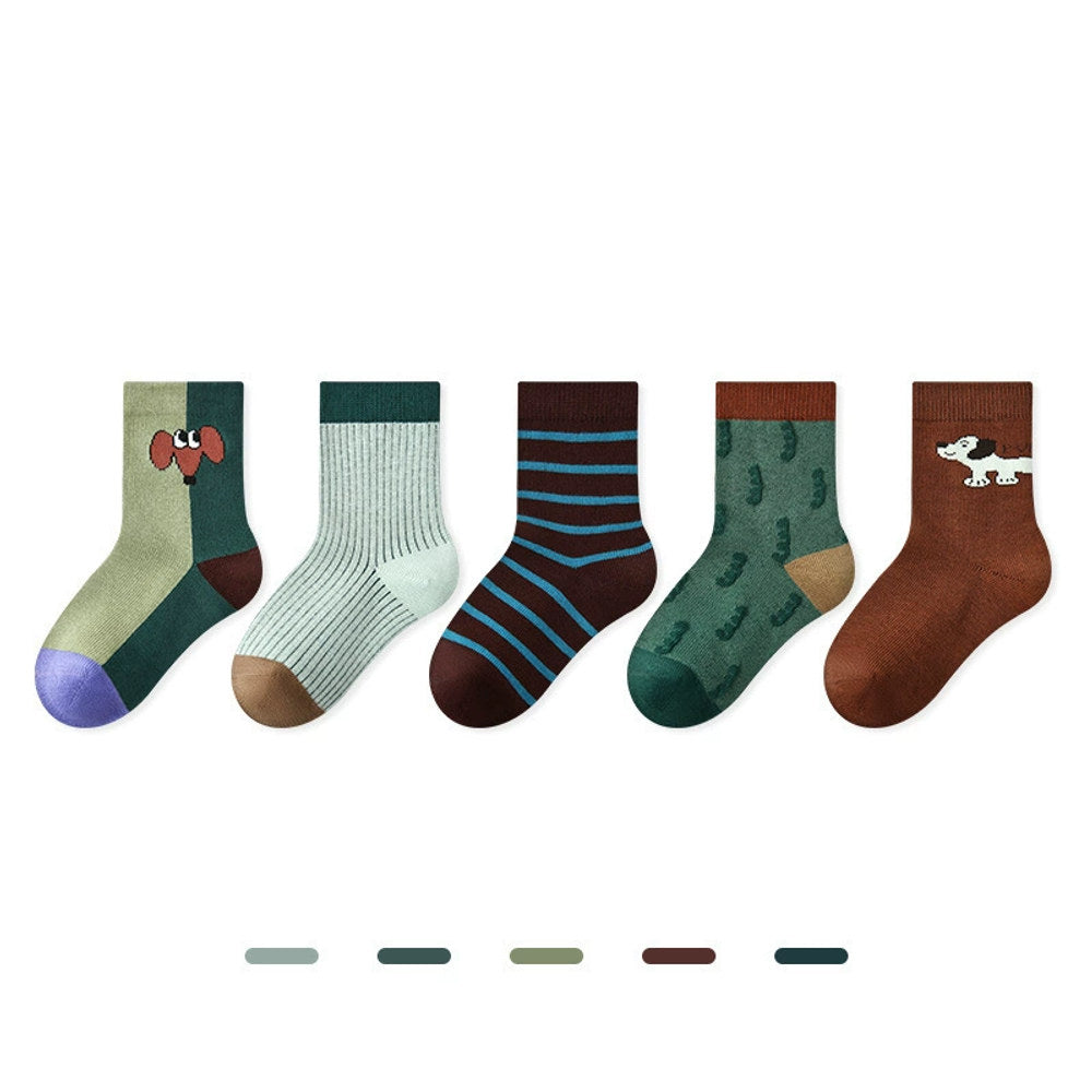 MyKids-USA® Baby Girls Breathable Cute Pattern Socks 1 Lot=5-Pair Set
