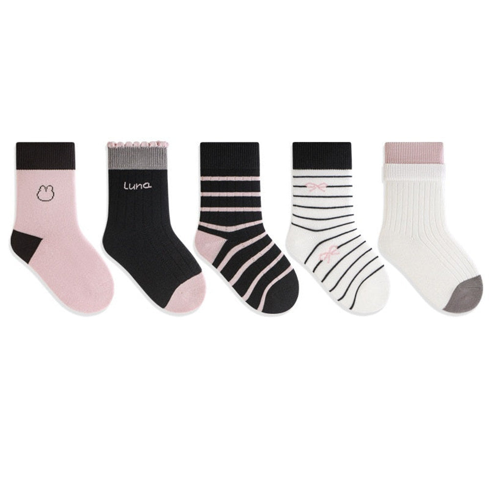 MyKids-USA® Baby Kids Unisex Breathable Casual Pattern Socks 1 Lot=5-Pair Set