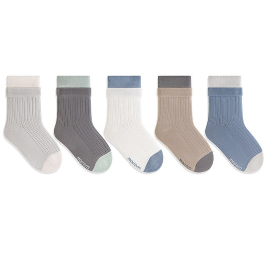 MyKids-USA® Baby Kids Unisex Breathable Casual Pattern Socks 1 Lot=5-Pair Set