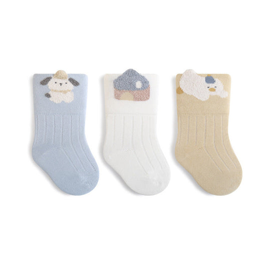 MyKids-USA® Baby Unisex Breathable Cute Cartoon Pattern Socks 1 Lot=3-Pair Set