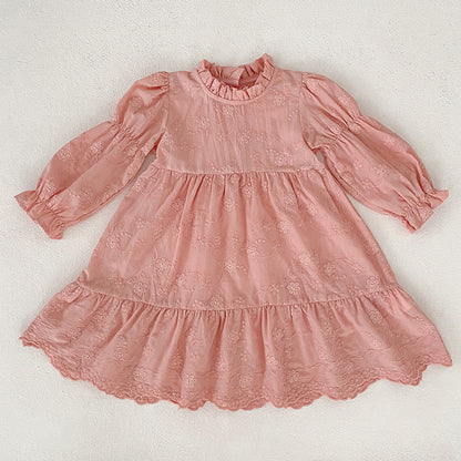 MyKids-USA® Autumn Baby Girls French Style Flowers Pattern Long-sleeved bodysuit and Dress – Princess Sister Matching Set