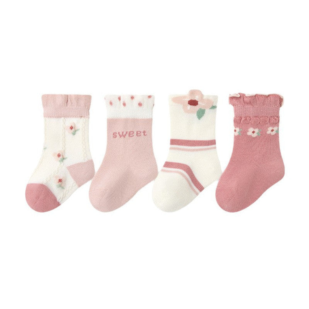 MyKids-USA® Baby Unisex Breathable Cute Cartoon Pattern Socks 1 Lot=4-Pair Set