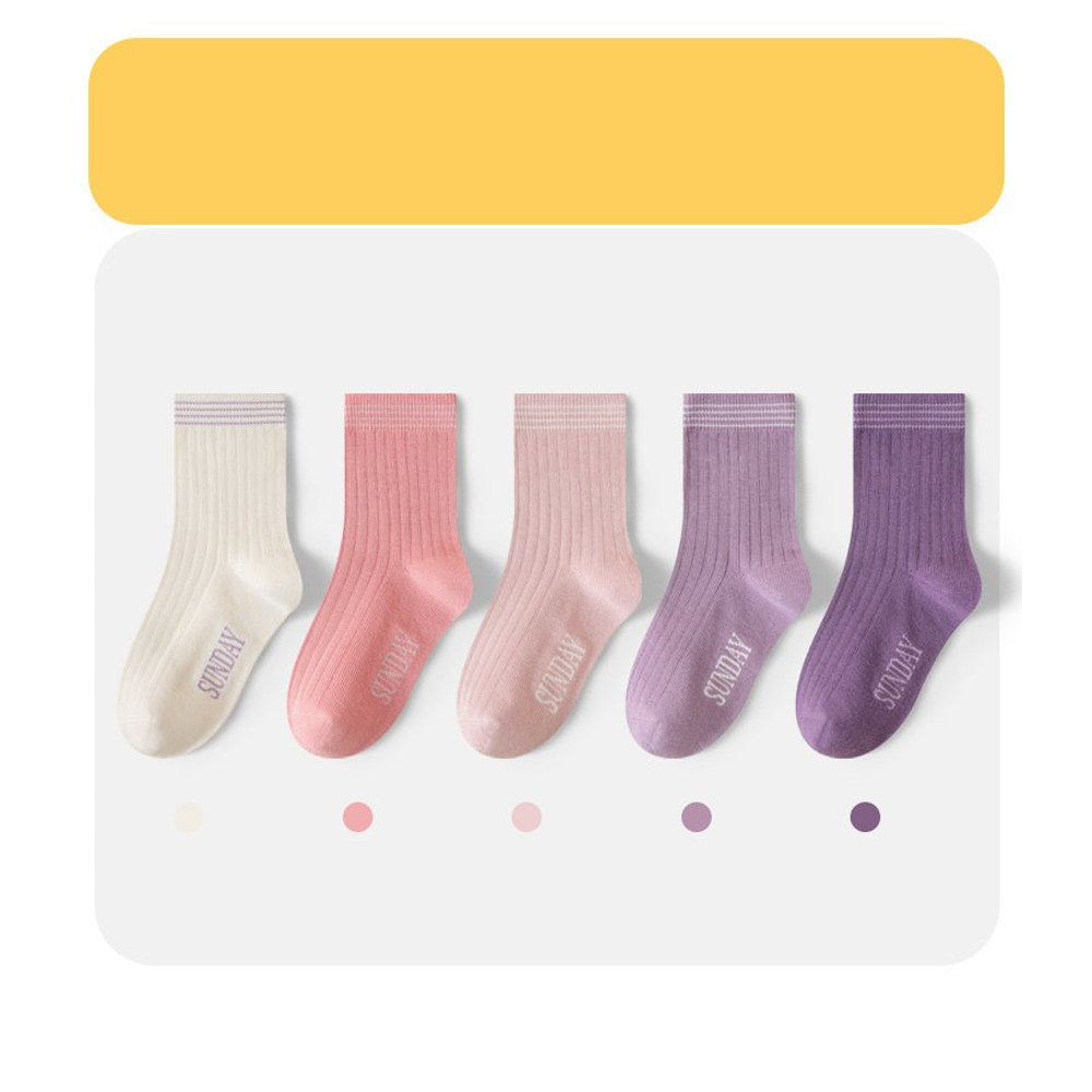 MyKids-USA® Baby Kids Boys and Girls Breathable Letters Pattern Socks 1 Lot=5-Pair Set