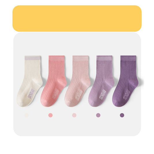 MyKids-USA® Baby Kids Boys and Girls Breathable Letters Pattern Socks 1 Lot=5-Pair Set