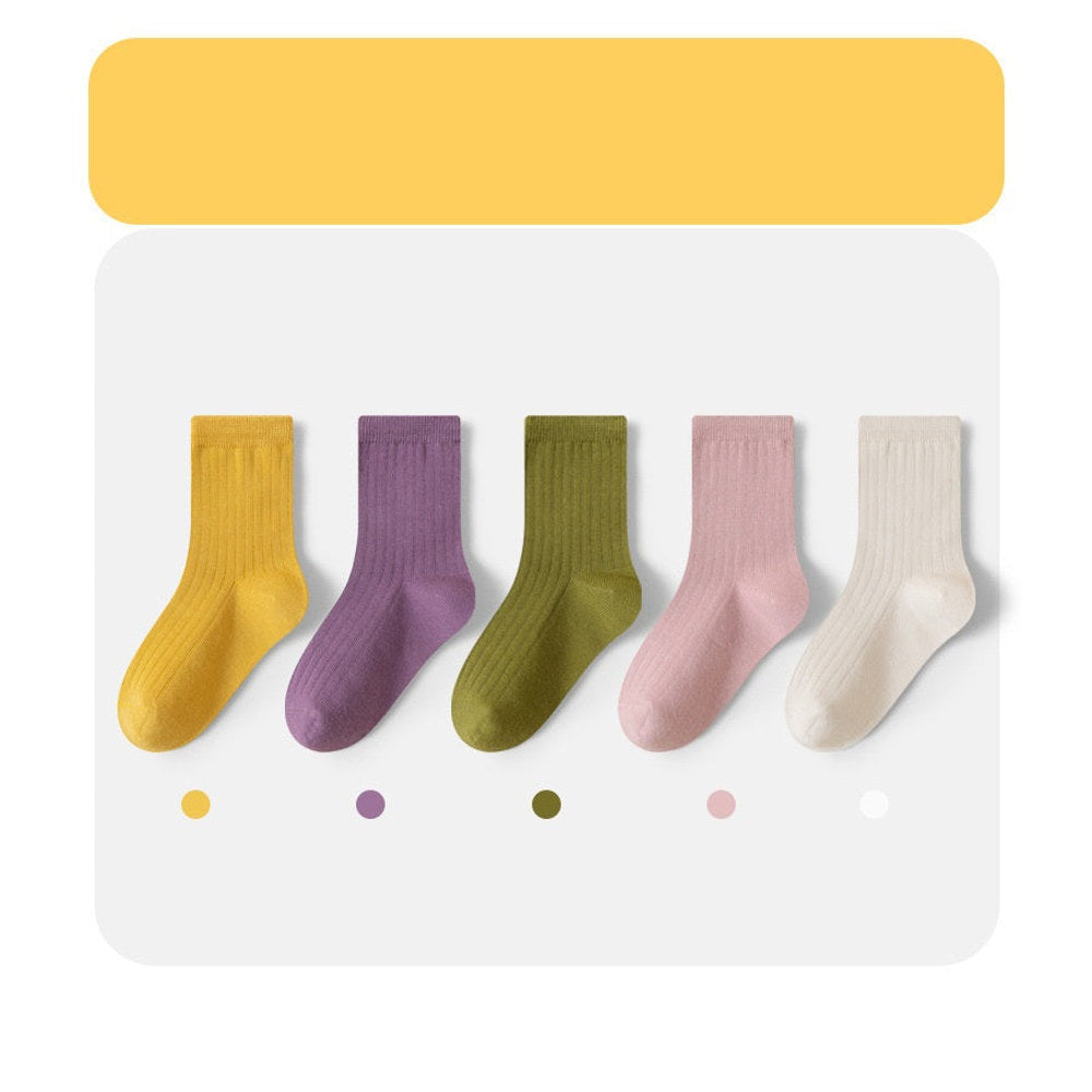 MyKids-USA® Baby Kids Boys and Girls Breathable Letters Pattern Socks 1 Lot=5-Pair Set