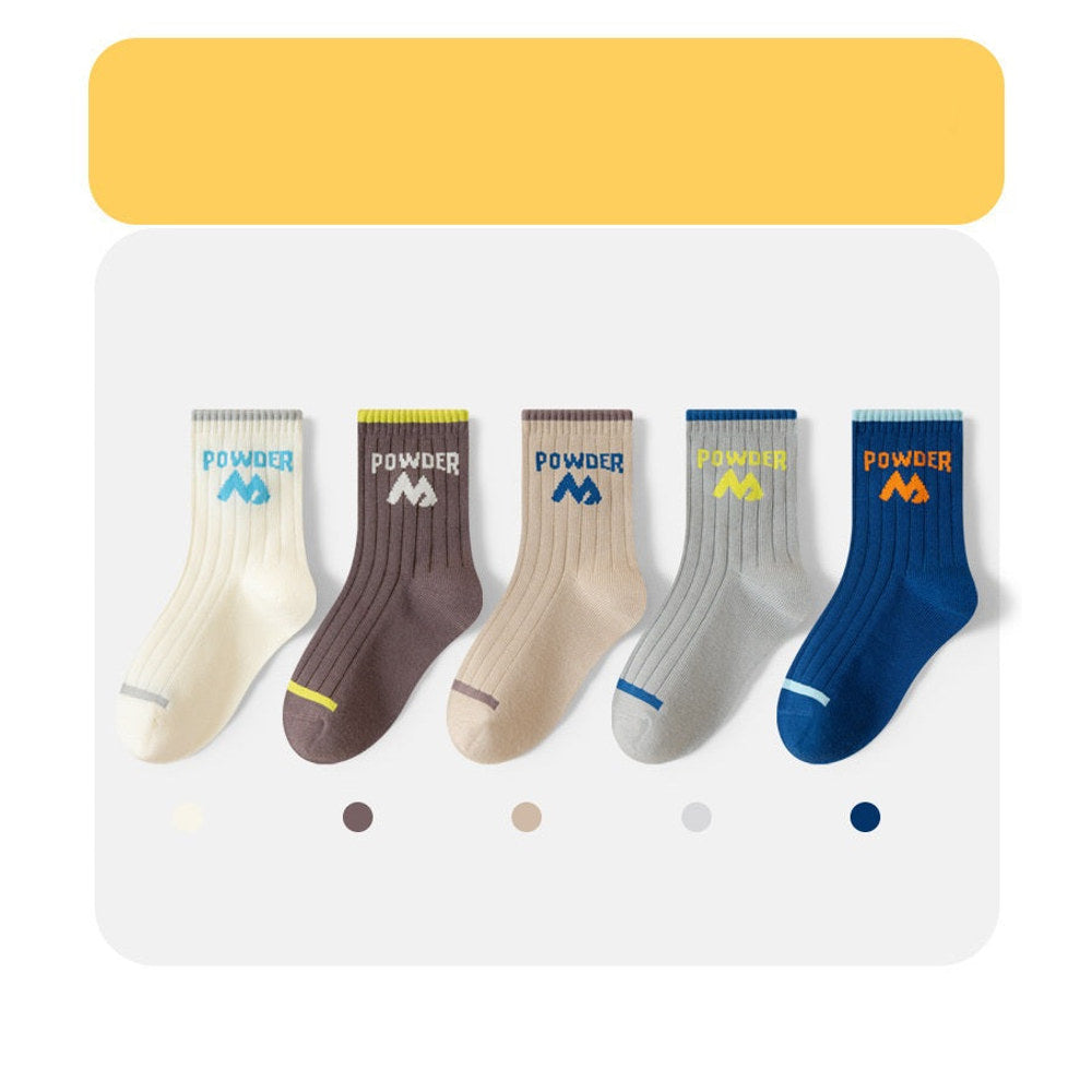 MyKids-USA® Baby Kids Boys and Girls Breathable Letters Pattern Socks 1 Lot=5-Pair Set