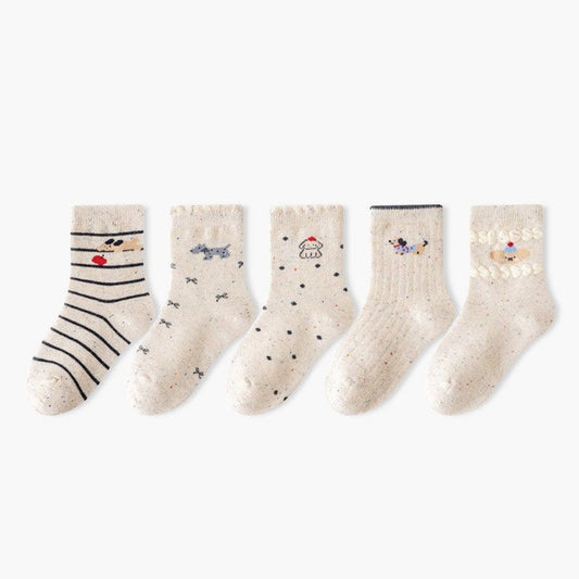 MyKids-USA® Baby Kids Boys and Girls Breathable Cartoon Pattern Socks 1 Lot=5-Pair Set