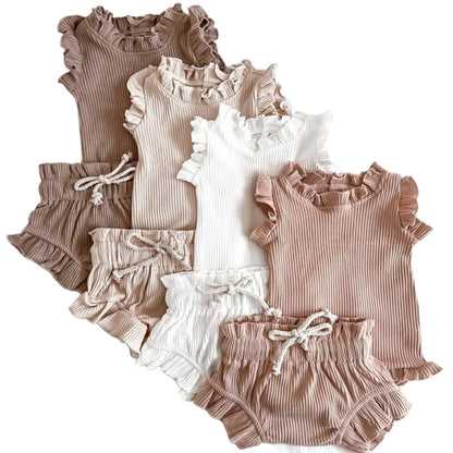 MyKids-USA® Baby Girl  Sleeveless Round Collar Tops and Shorts (Two Pieces in total) Set