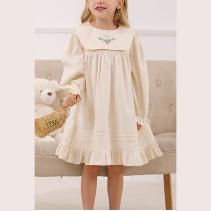 MyKids-USA® Vintage Flowers Embroidered Long-sleeved Dress for Stylish Girls